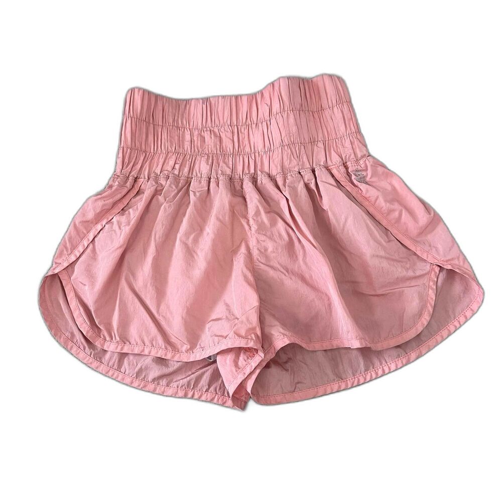 FP Movement The Way Home Shorts Pink Smocked High Rise Running Athletic XS - Picture 2 of 6